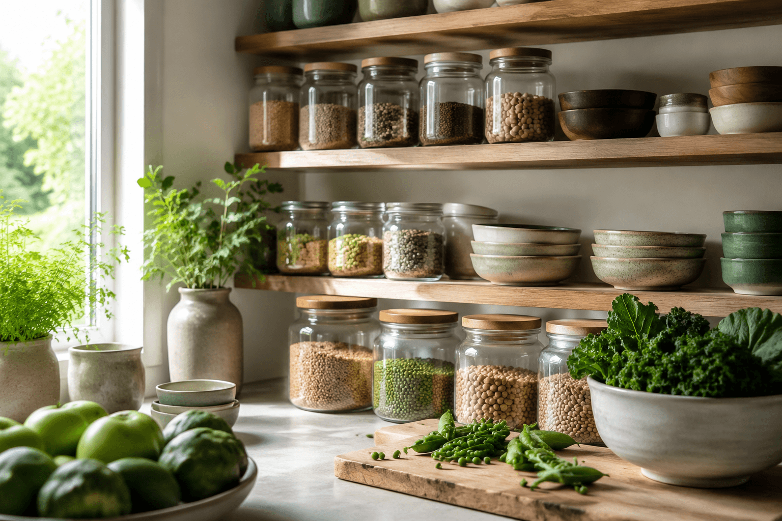 A calm, organised kitchen